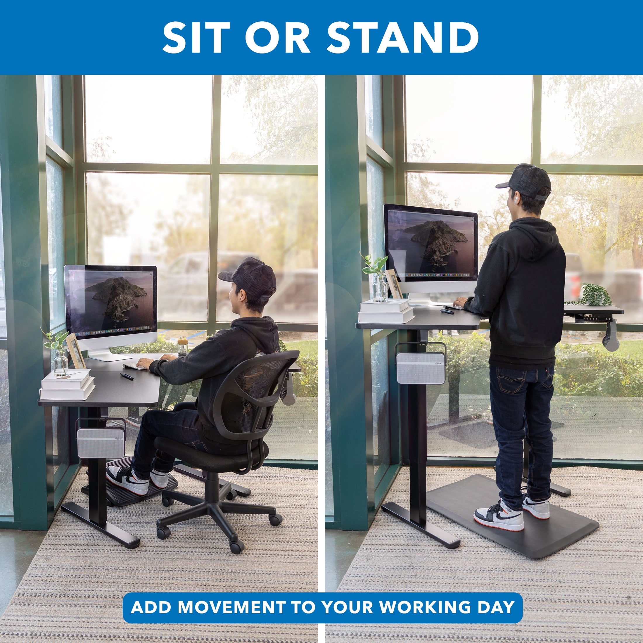 Mount-It! Eclectic Height Adjustable Corner Sit-Stand Desk. Ergonomic. New Design
