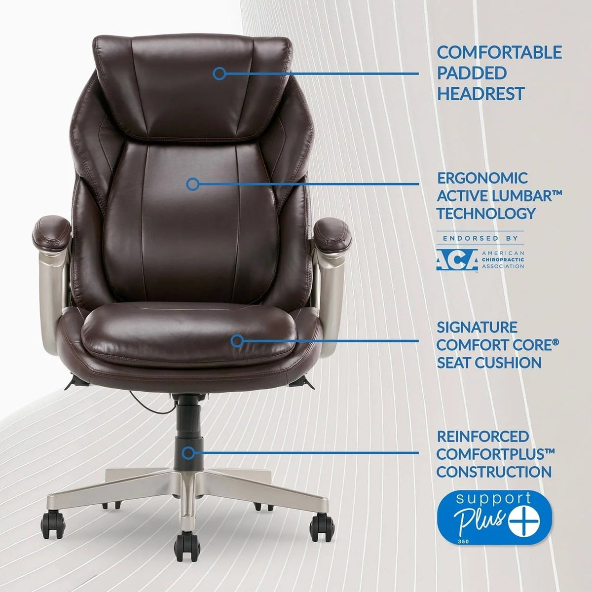 La-Z-Boy Westley Big & Tall Executive Office Chair. Active Lumbar Support. Brown