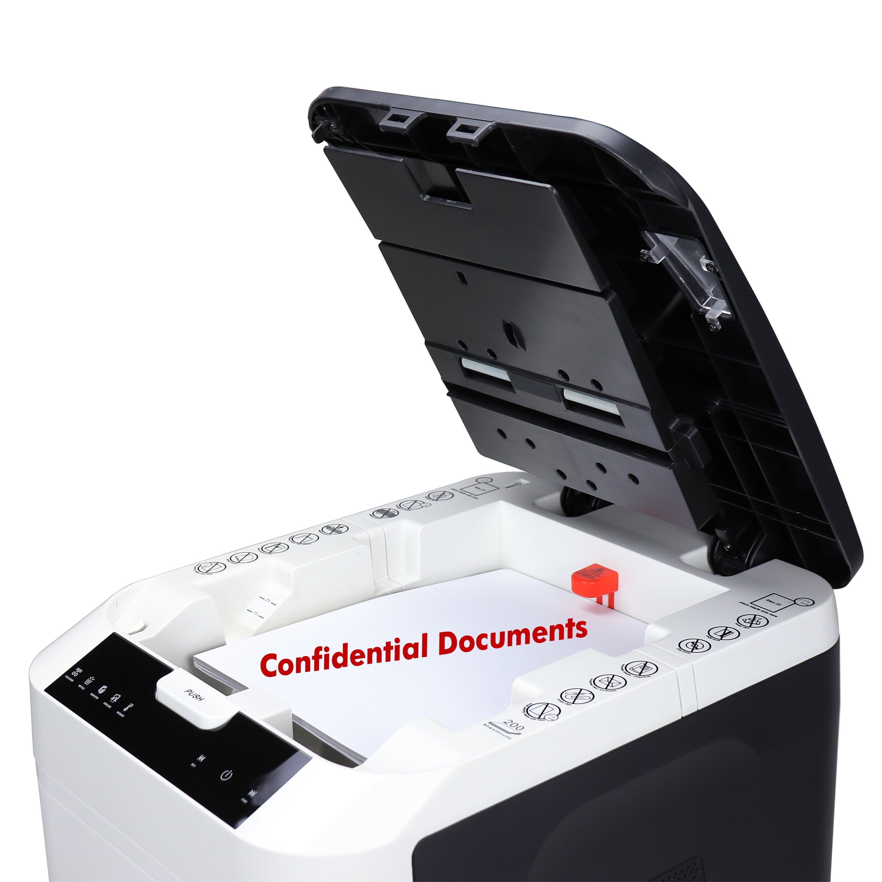 Aurora GB Commercial Grade 200-Sheet Auto-Feed Micro-Cut Paper Shredder with Pullout Basket