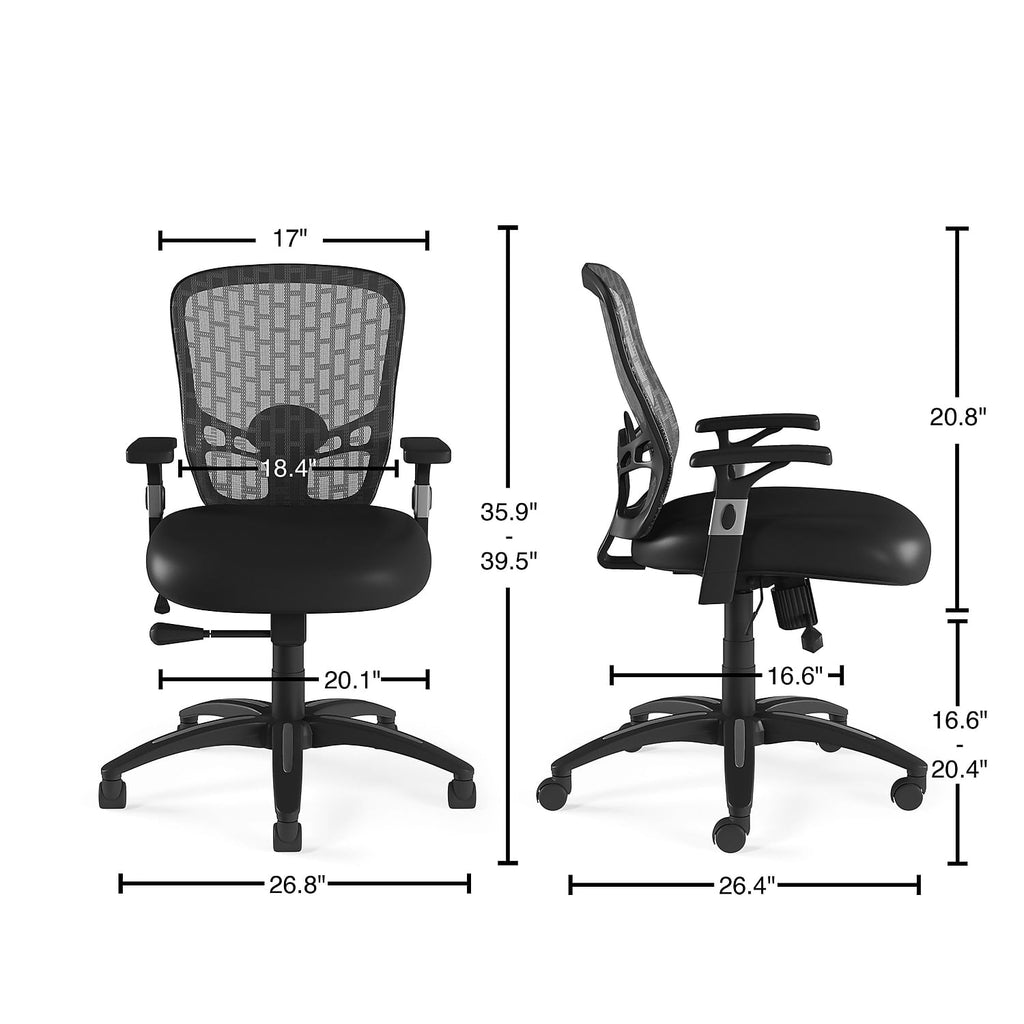 Staples Corvair Mesh Back Luxura Faux Leather Computer and Desk Chair Black 2/Pack 59455-CCVS