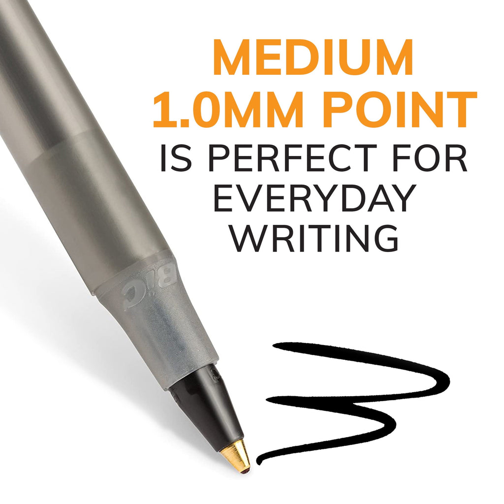 BIC Round Stic Xtra Life Ballpoint Pens. Medium. Black. 60-Count