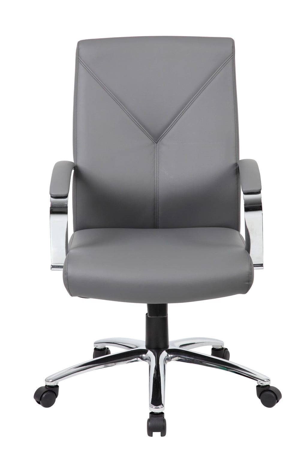 Boss Office Products LeatherPlus Home Office Adjustable Executive Chair with Casters. Grey