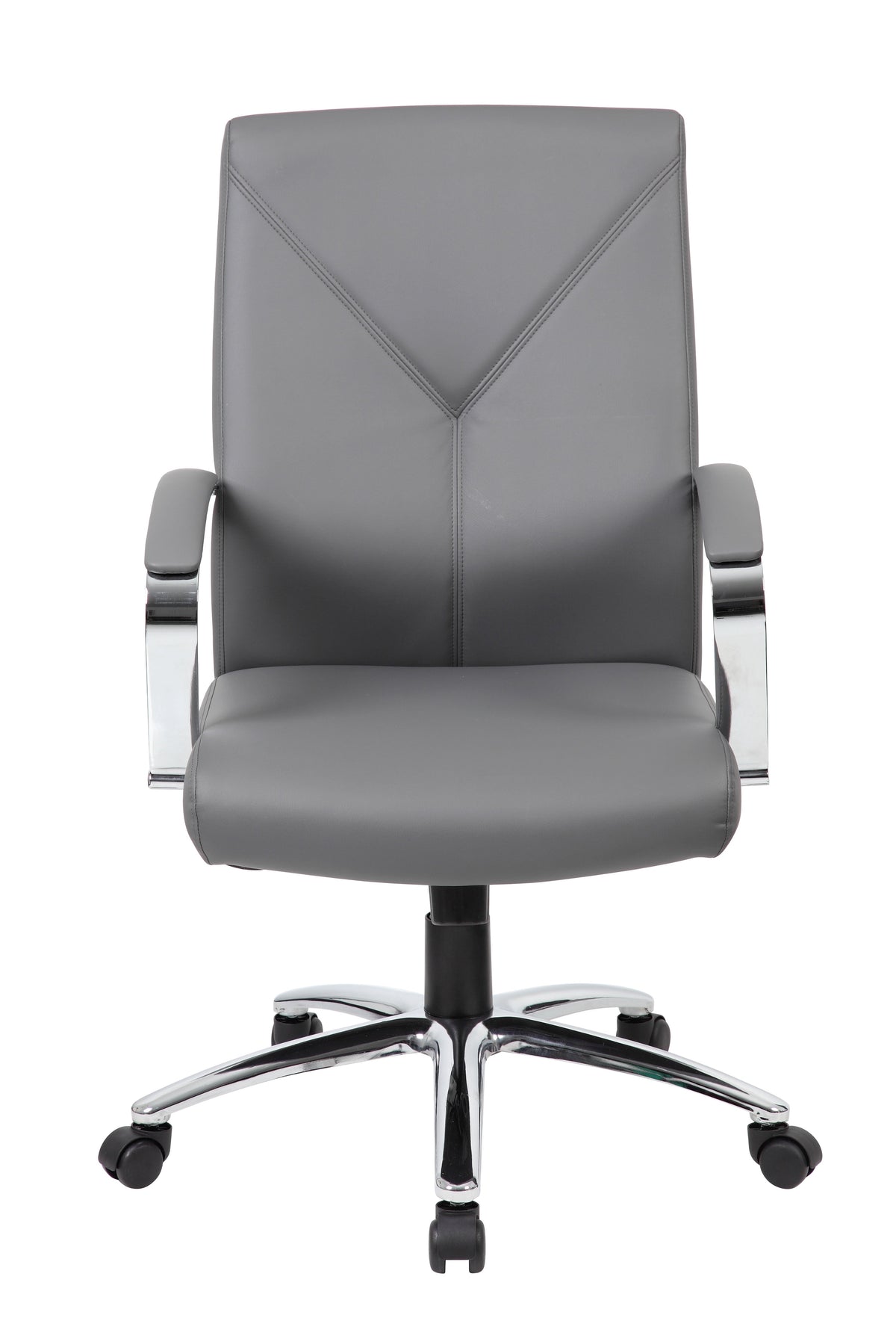 Boss Office Products LeatherPlus Home Office Adjustable Executive Chair with Casters. Grey
