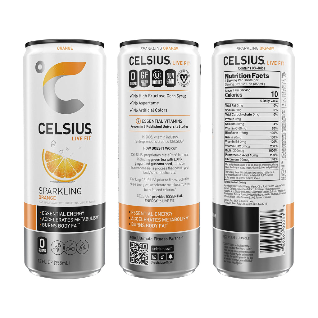 CELSIUS Sparkling Three Flavor. Zero Sugar Energy Drink (pack of 12)