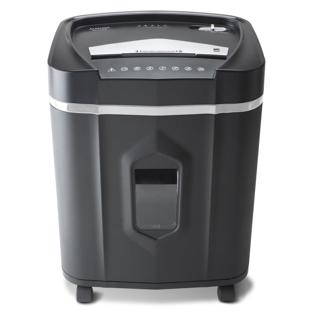 Aurora 16-Sheet Cross-Cut Shredder with Pullout Basket. Anti-Jam. CD. 30-Min Duty Cycle
