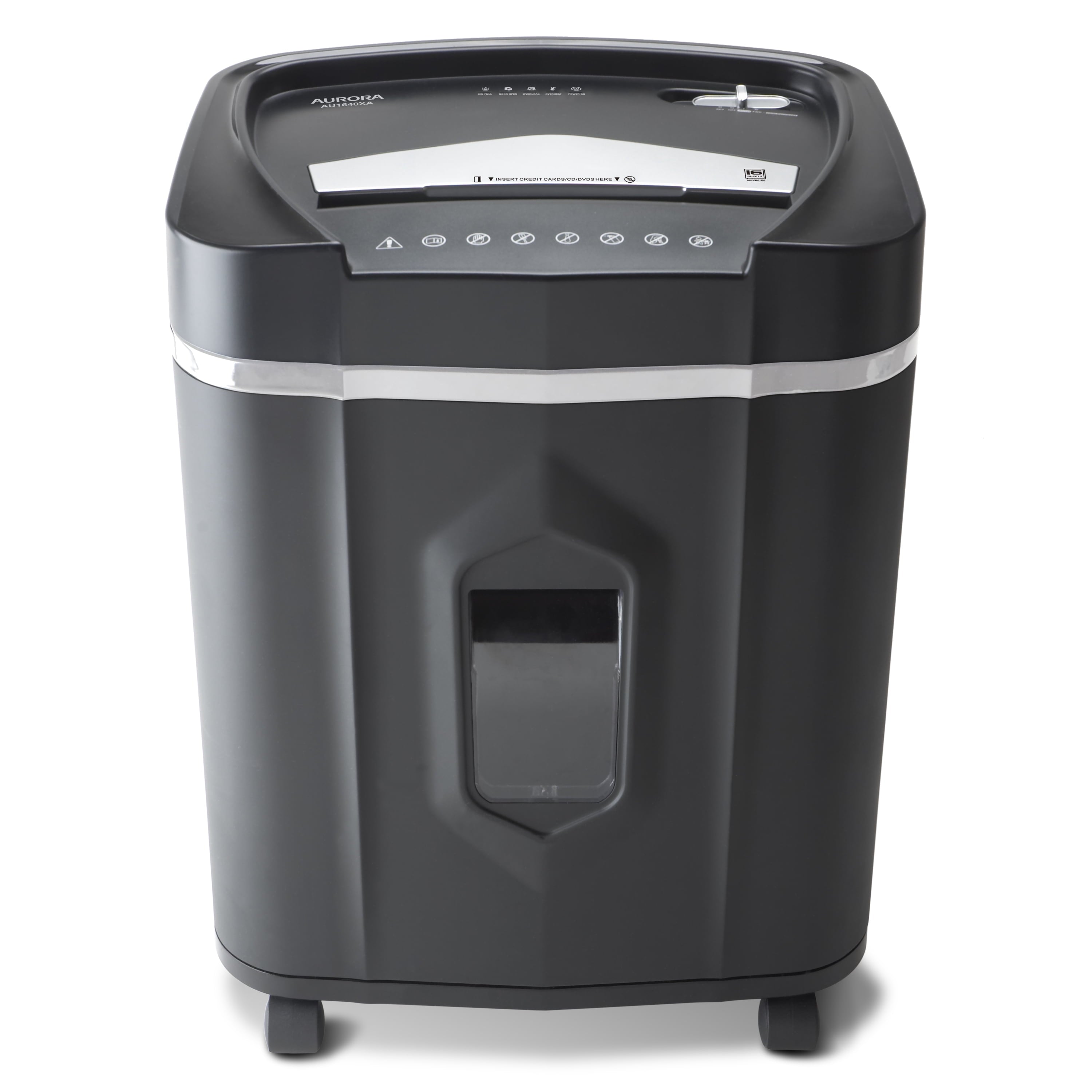 Aurora 16-Sheet Cross-Cut Shredder with Pullout Basket. Anti-Jam. CD. 30-Min Duty Cycle
