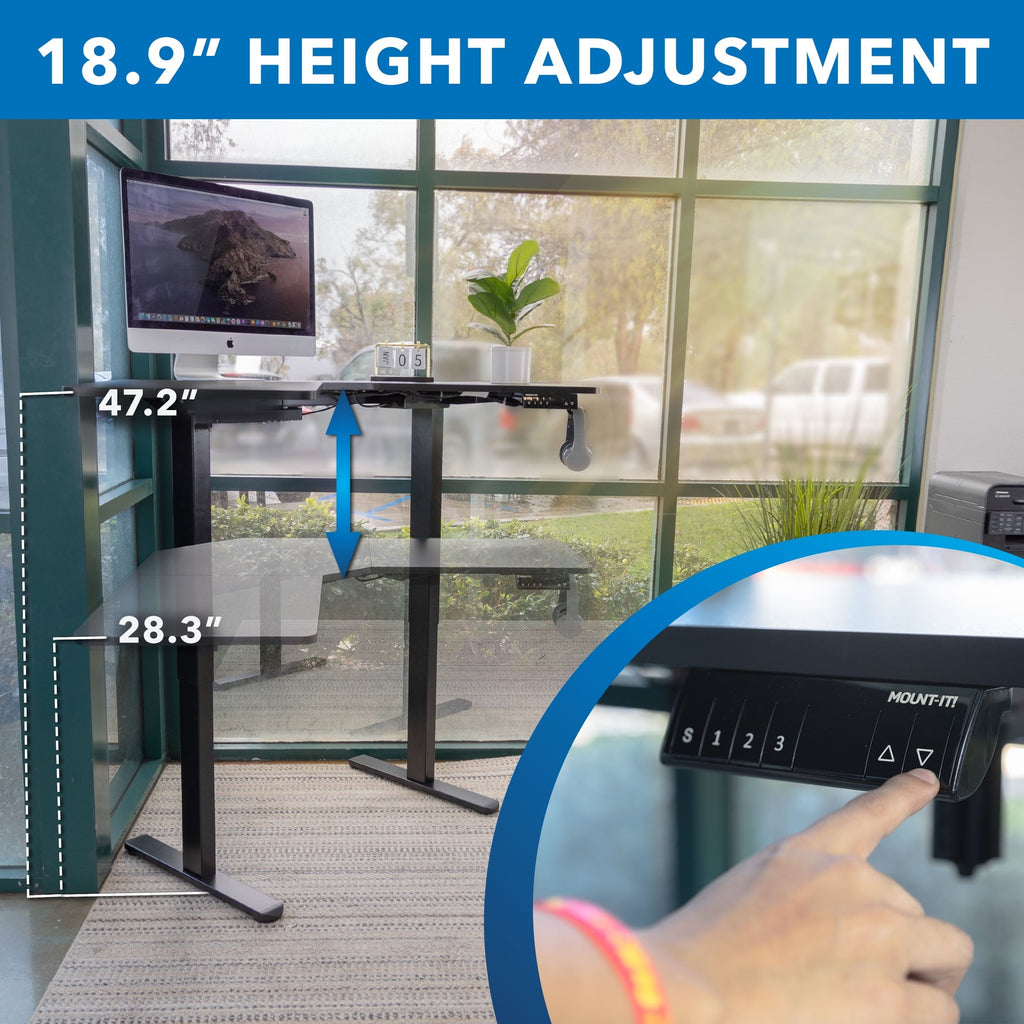 Mount-It! Eclectic Height Adjustable Corner Sit-Stand Desk. Ergonomic. New Design