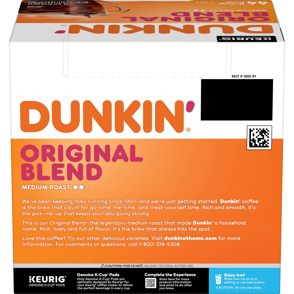 Dunkin' Original Blend Medium Roast Coffee. Keurig K Cup Pods. 44 Count Box