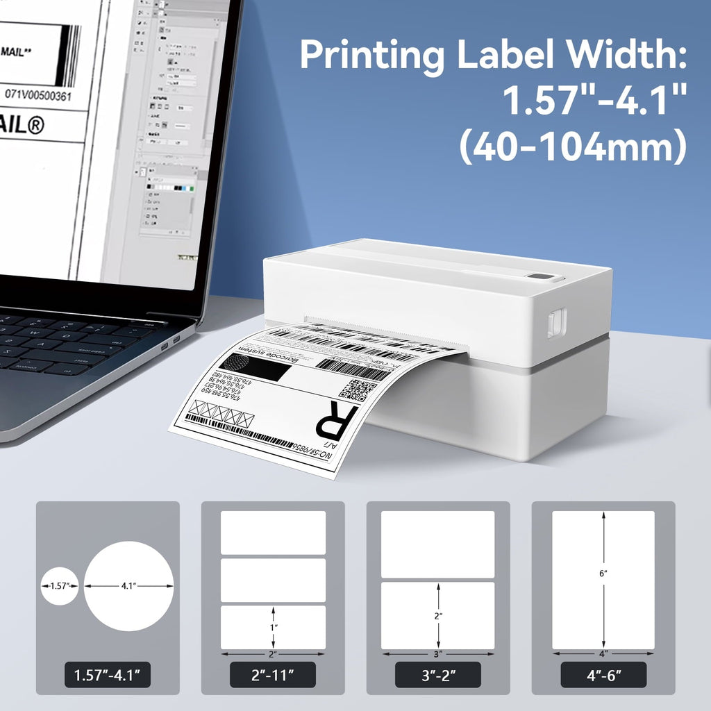 Label Printer. 4x6 Thermal Bluetooth Shipping Label Maker for Packages. Compatible with Windows iOS Android. Wireless Sticker Printing for Business and Home