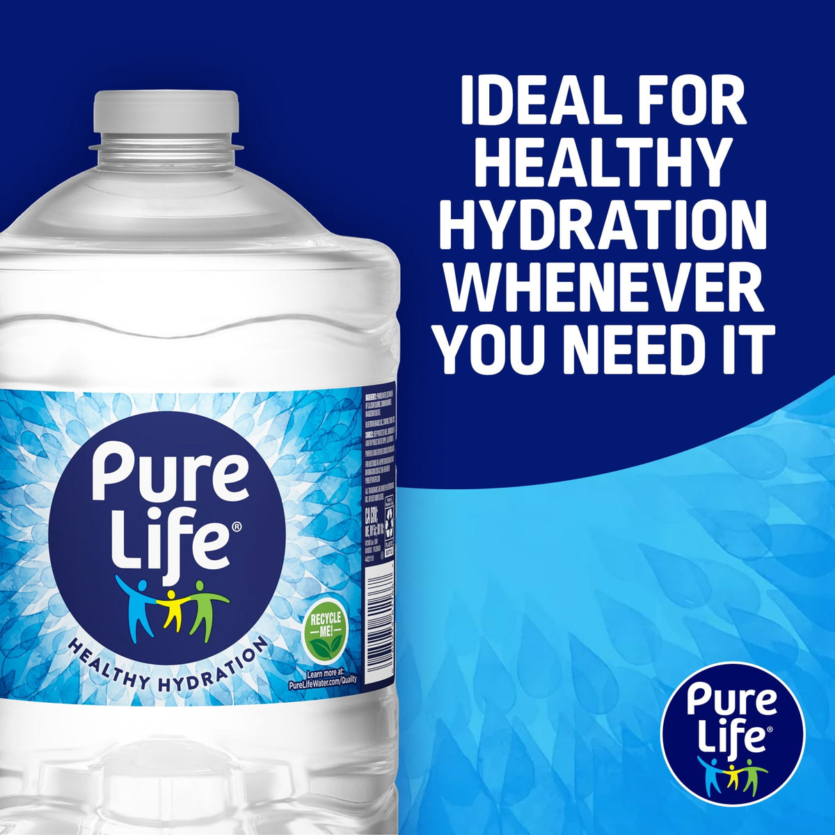 Pure Life Purified Water. 3 Liter. Single Plastic Jug