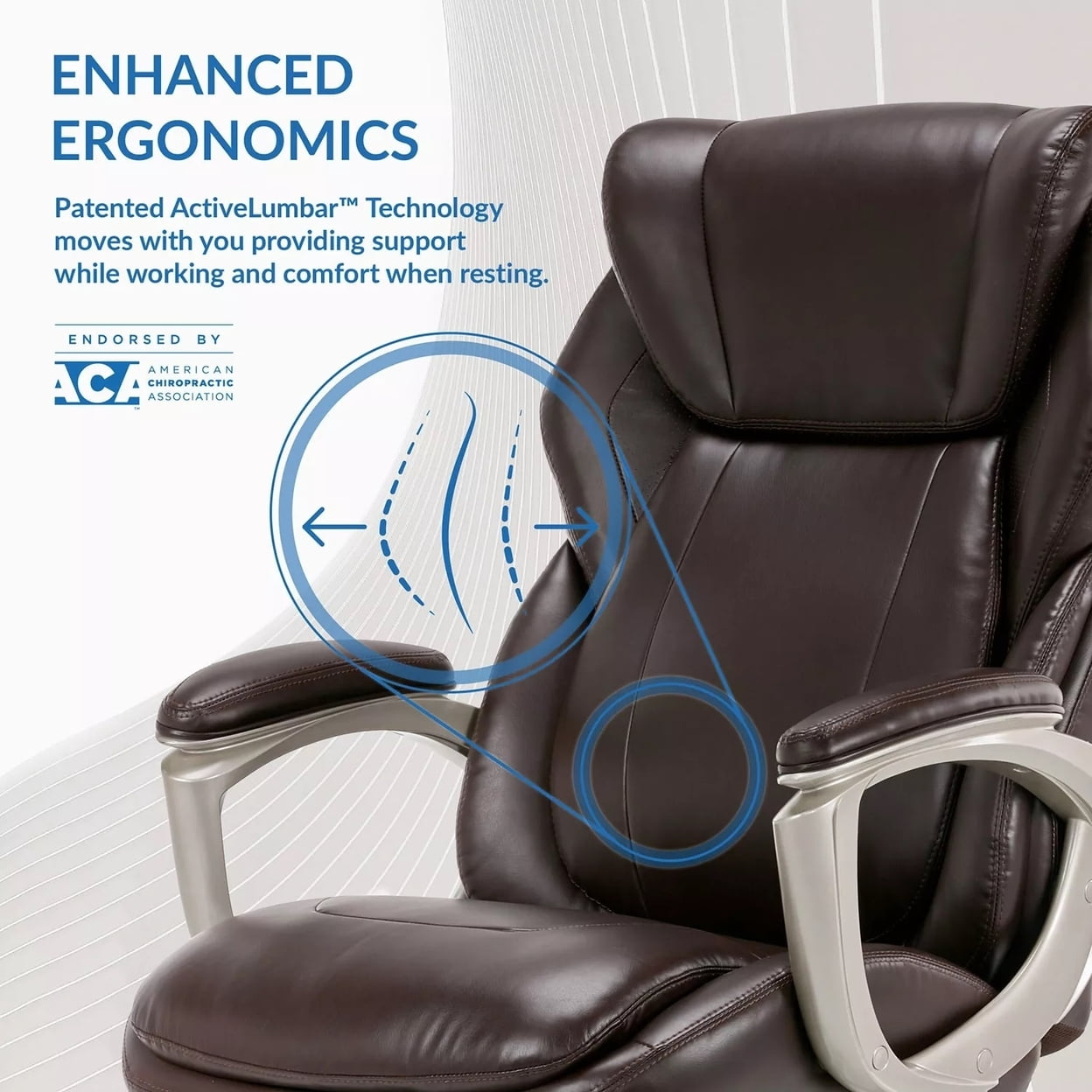 La-Z-Boy Westley Big & Tall Executive Office Chair. Active Lumbar Support. Brown