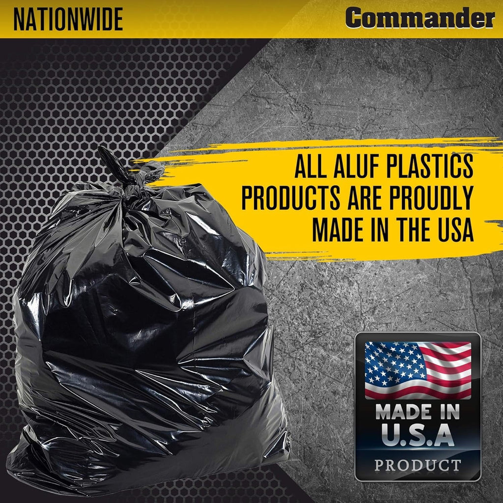 Commander 55 Gallon 3 MIL (eq) Heavy Duty Contractor Bags with Flap Ties - 36 x 56 with flaps - Pack of 10 - For Contractor. Industrial. & Outdoor