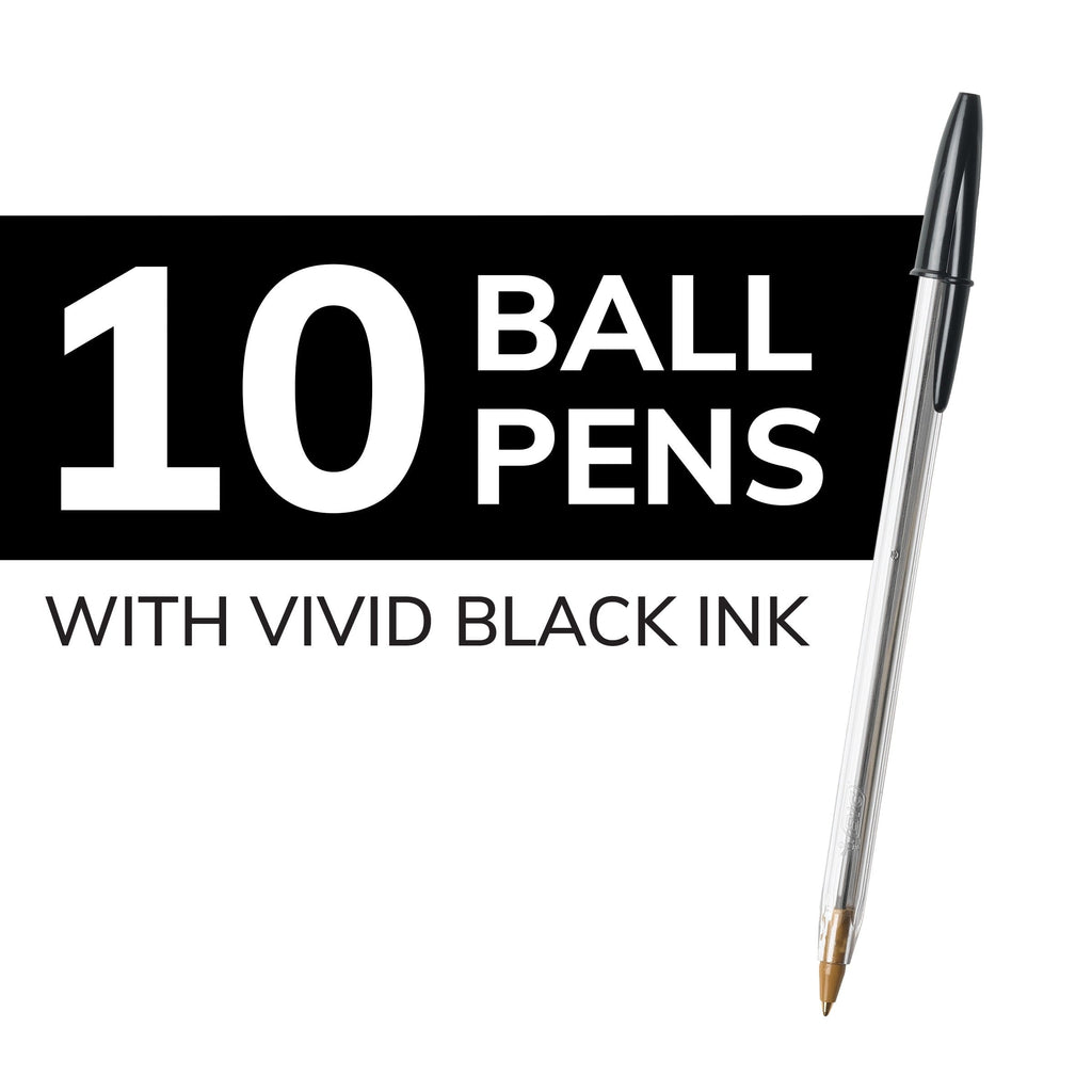 BIC Cristal Xtra Smooth Medium Point Ball Pen. Black Ink. 10 Pack