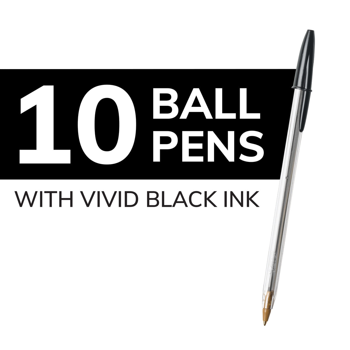 BIC Cristal Xtra Smooth Medium Point Ball Pen. Black Ink. 10 Pack