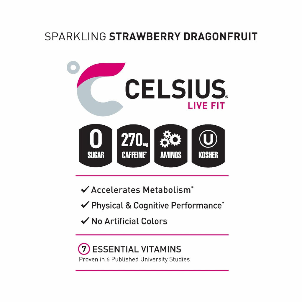 CELSIUS ESSENTIALS Sparkling Dragonberry Energy Drink Can 16 fl oz - 3 count