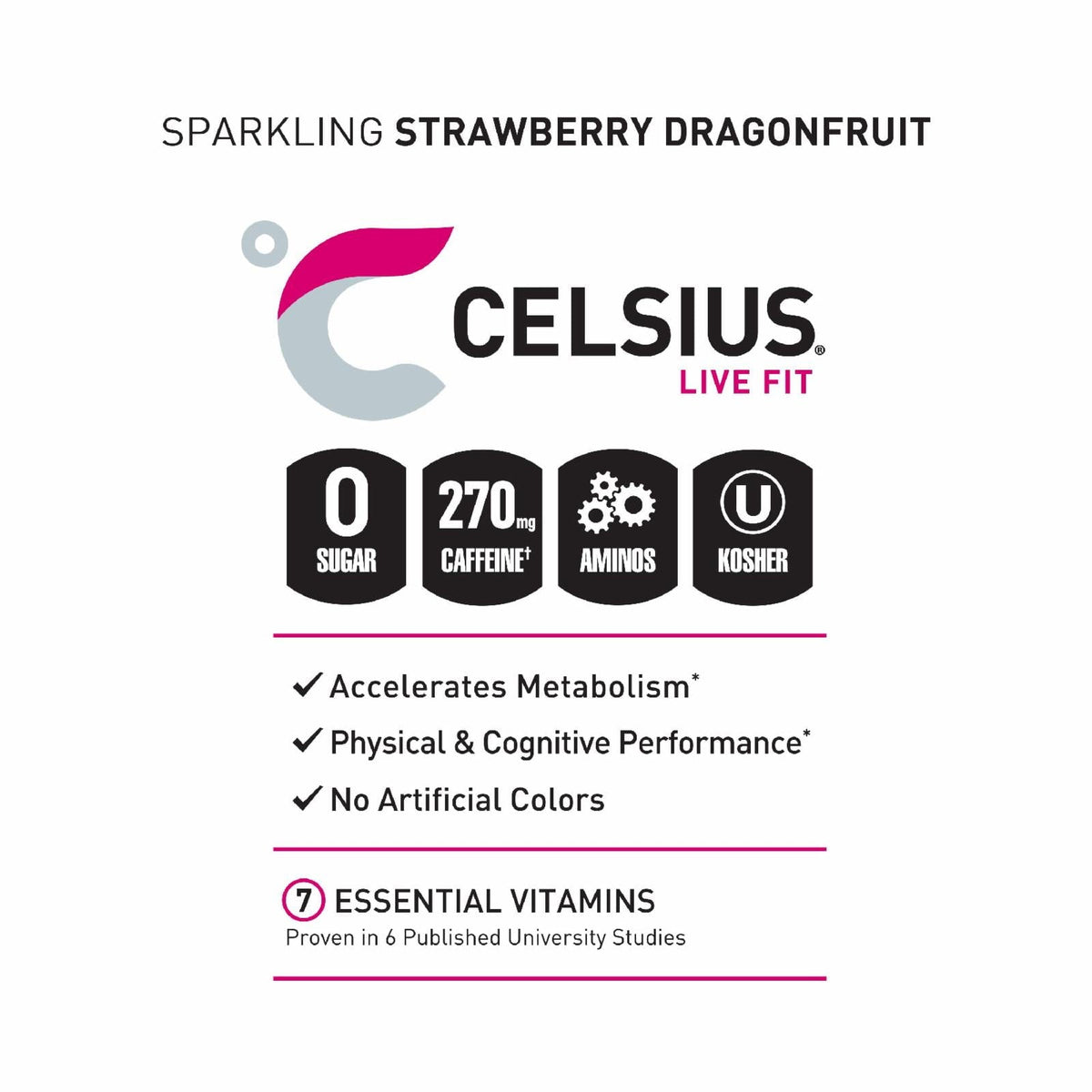 CELSIUS ESSENTIALS Sparkling Dragonberry Energy Drink Can 16 fl oz - 3 count