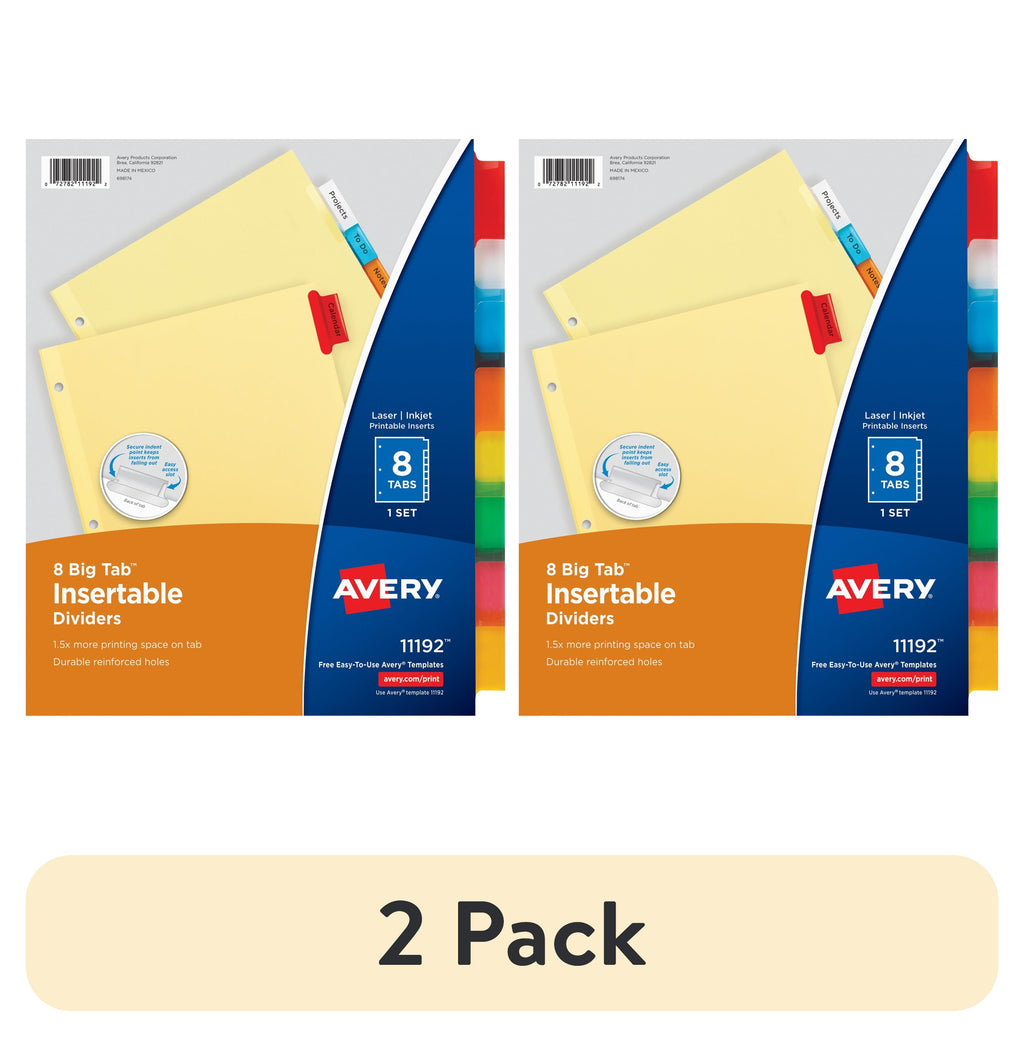 Avery Big Tab Insertable Dividers. 8-Tab. Multicolor. 2-Pack