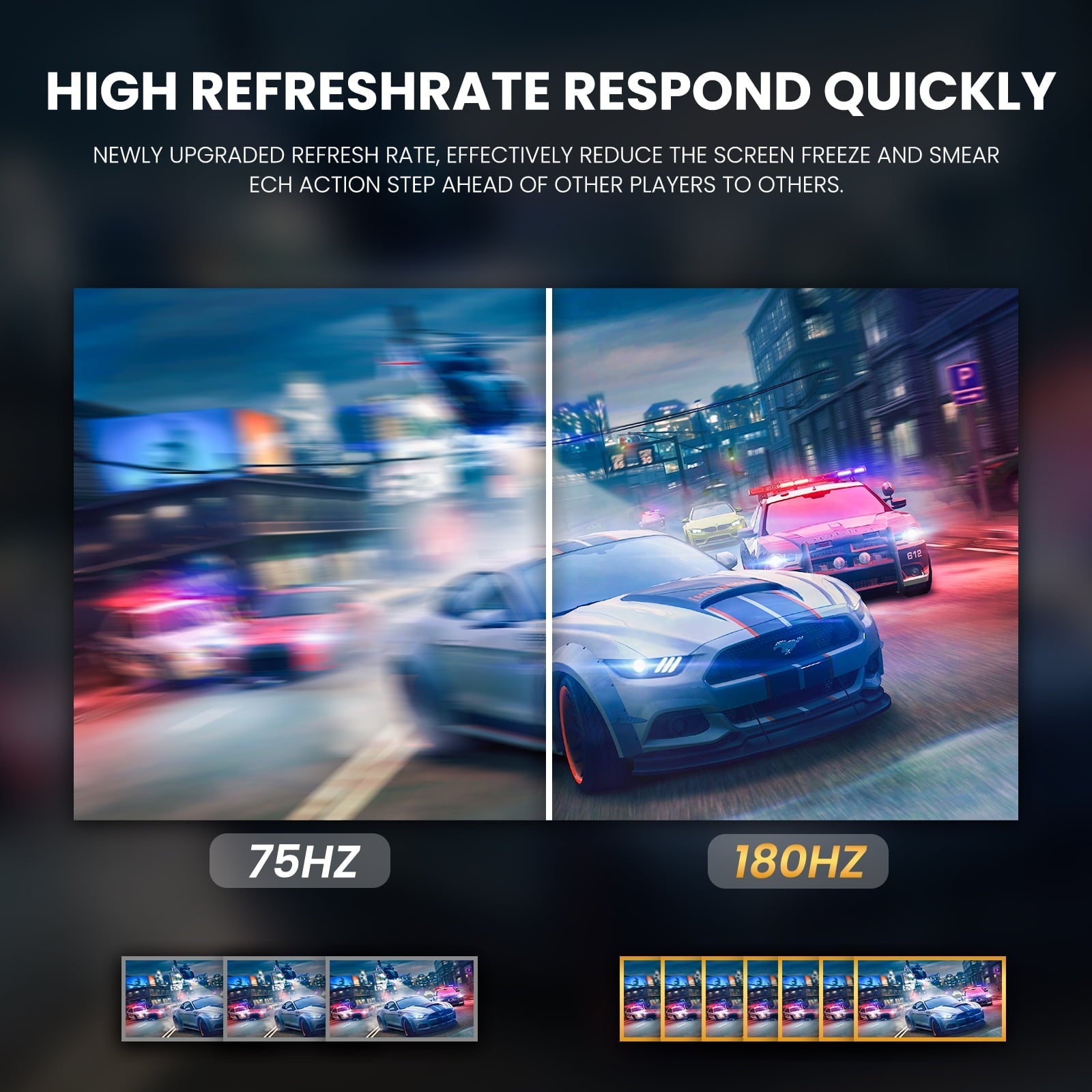 CRUA 24 165Hz/180Hz Curved Gaming Monitor.FHD 1080P Computer Monitor.FreeSync.120% SRGB.Low Motion Blur-Black