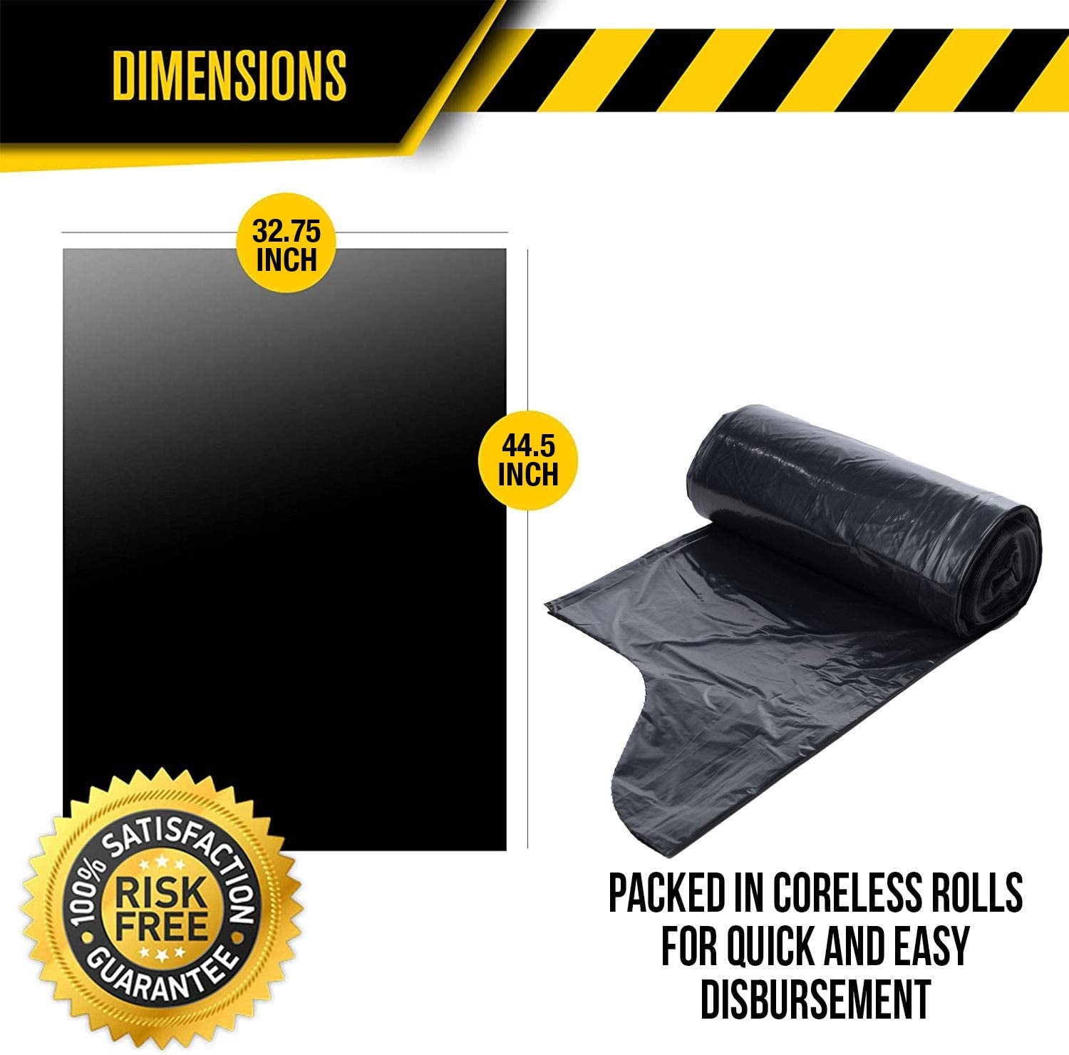 Ultrasac - Heavy Duty Extra Thick Contractor Bags. 42 Gallon. 32 x 44. 3 Mil. Black. 20 Count