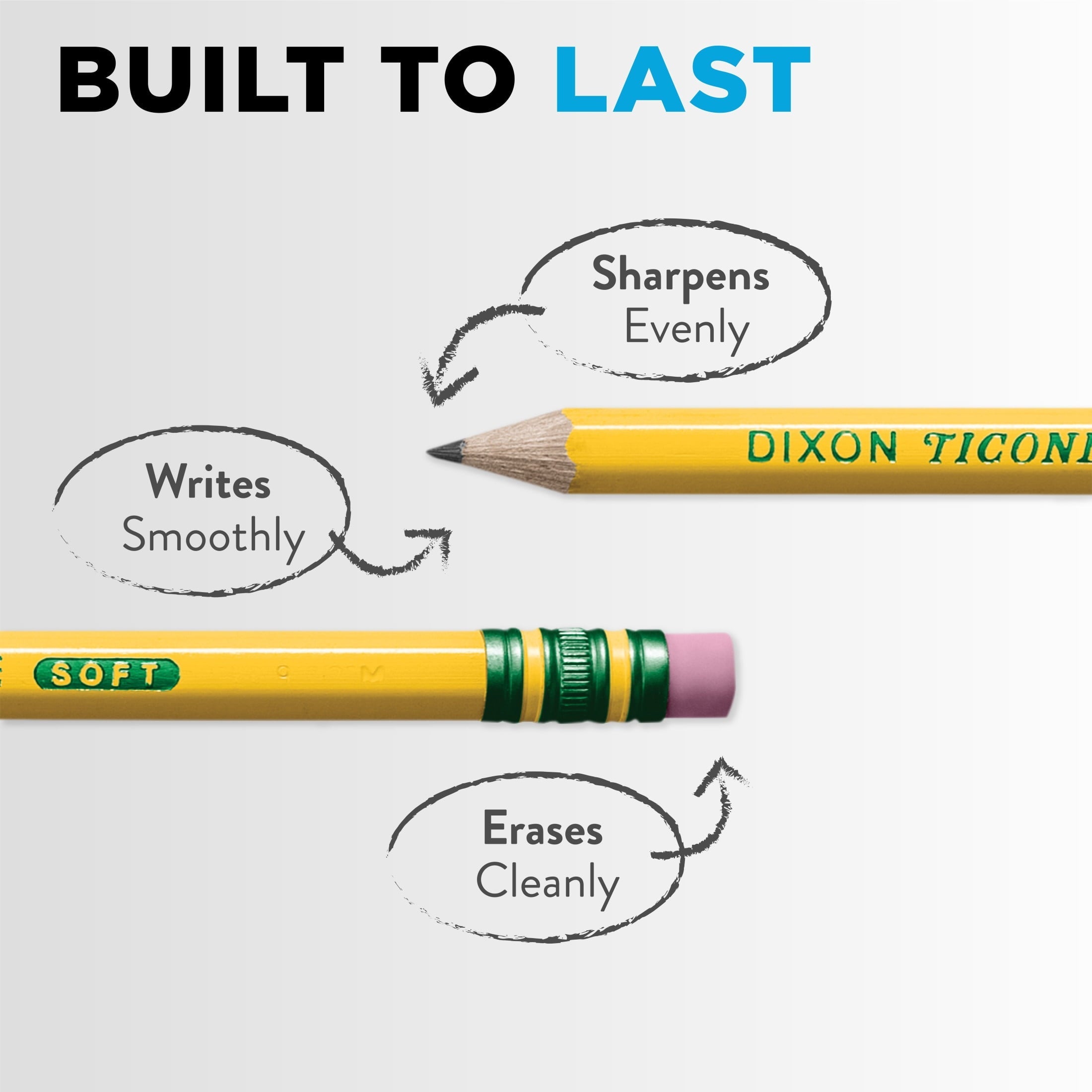Ticonderoga Wood Pencils. Unsharpened. #2 HB .3 mm Lead. Yellow. 24 Count