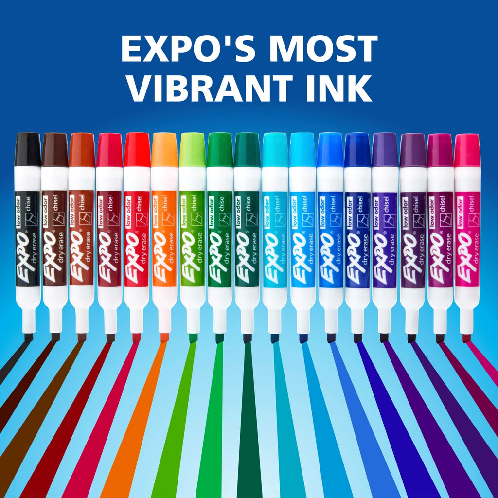 EXPO Low-Odor Dry Erase Markers. Chisel Tip. 12 Count