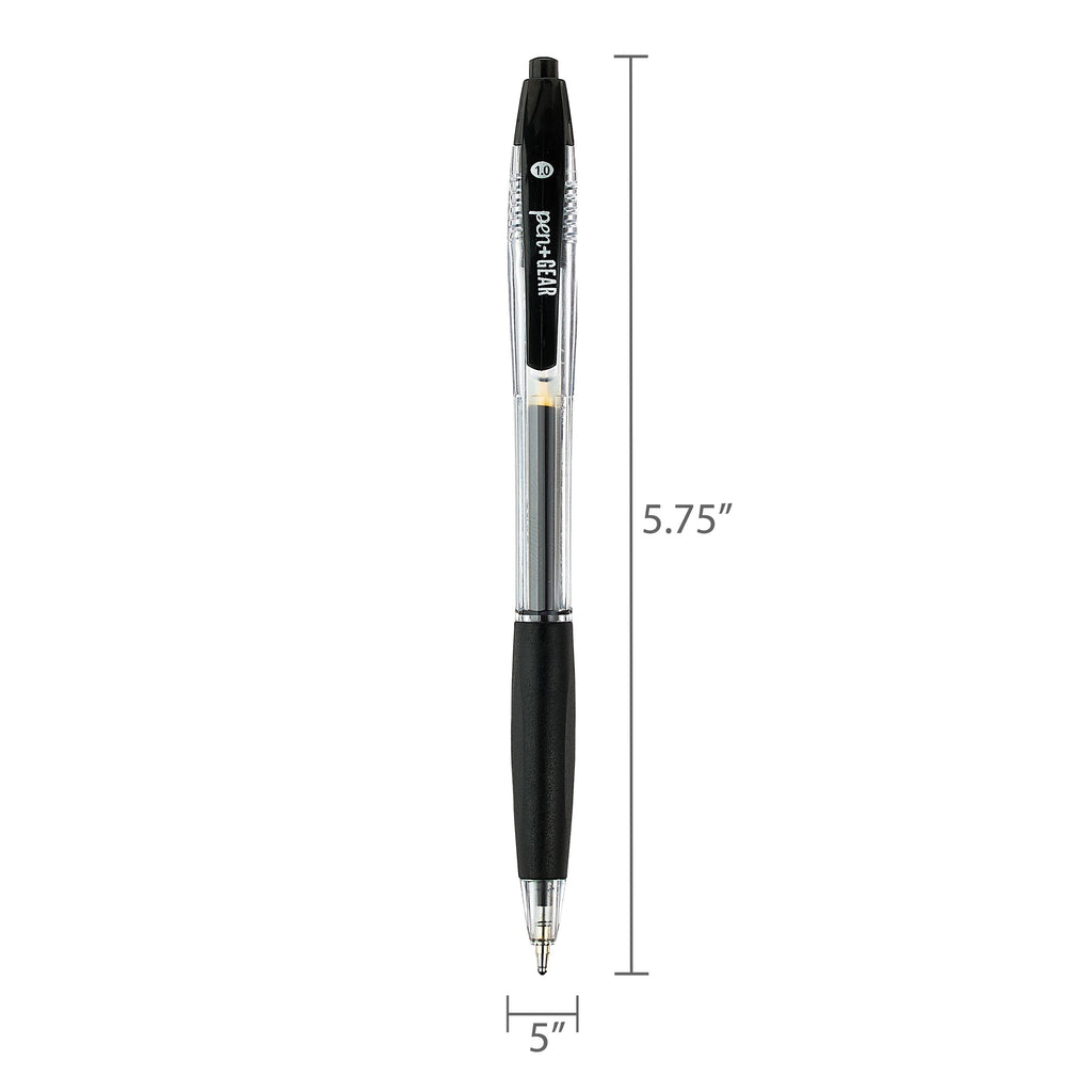 Pen+Gear Retractable Ballpoint Pens. Medium Point.1.0mm. Black Ink. 8 Count