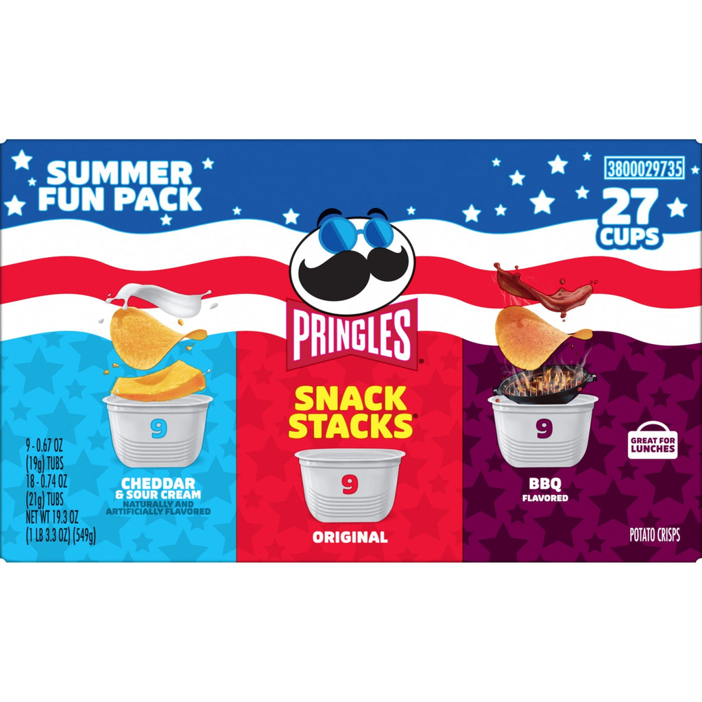 Pringles Snack Cups 6 Flavor Variety Pack Potato Crisps Chips. Lunch Snacks. 27 Count