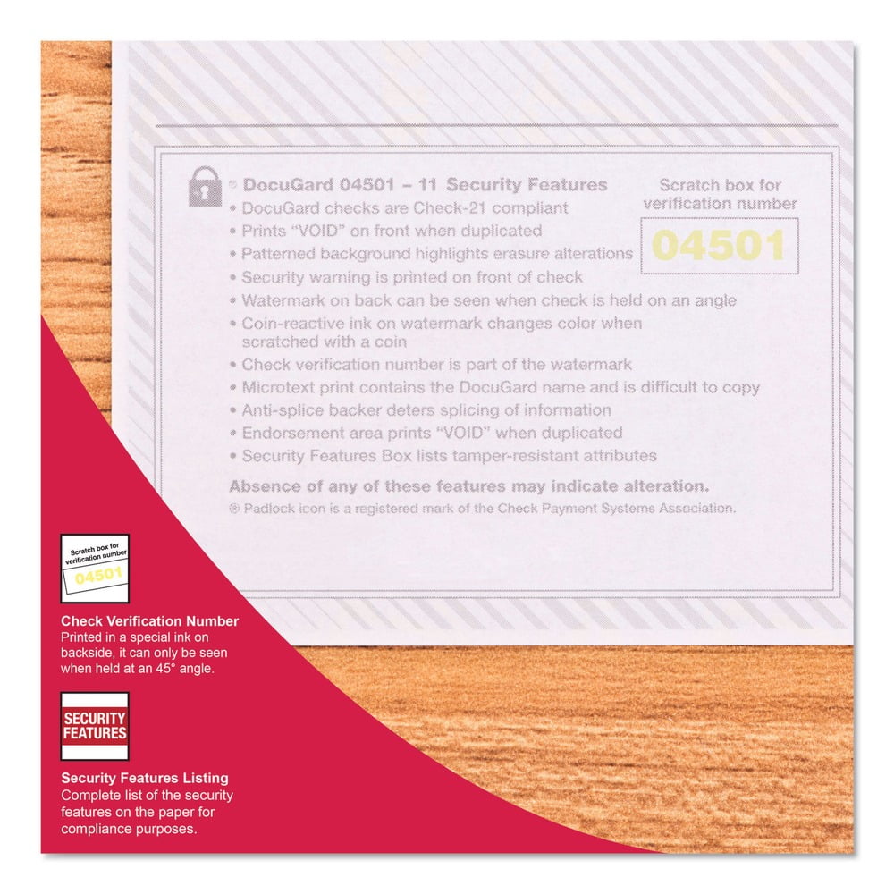 DocuGard Security Business Checks. 11 Features. 8.5 x 11. Blue Marble Top. 500/Ream