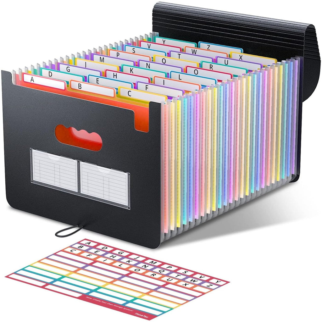 26-Pocket Accordion File Folder Organizer. A4/Letter Size. Expandable with A–Z Color Tabs