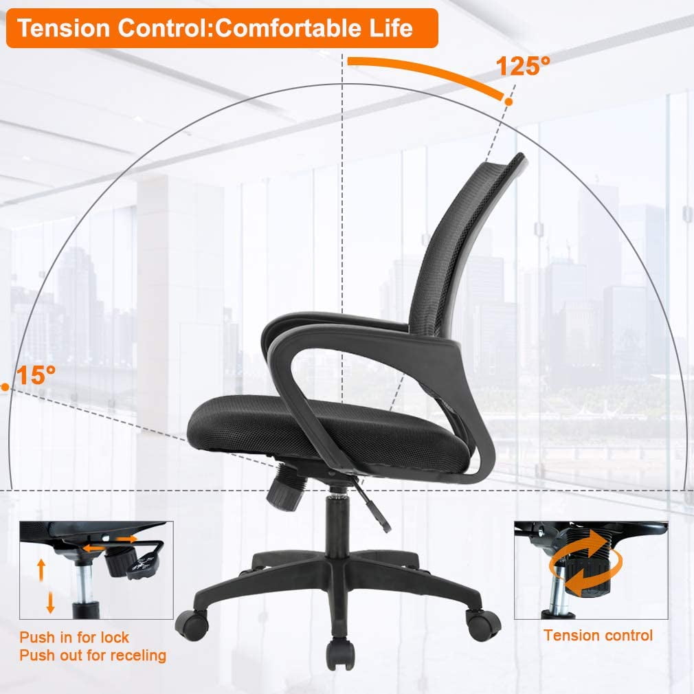 BestOffice Ergonomic Office Chair. Lumbar Support. Adjustable Height with Armrests for Adults(Black)