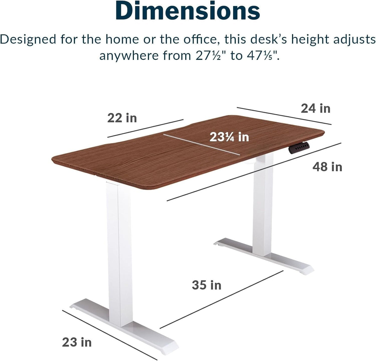 Vari Essential Electric Standing Desk Ergonomic Sit-to-Stand Home & Office Computer Desk. 48 x 24 Hazel Wood