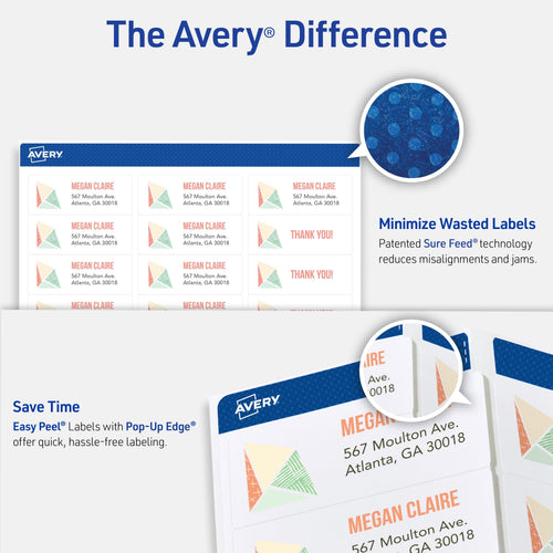 Avery Address Labels 5160. 1 x 2-5/8. Laser/Inkjet. White. 300-Pack