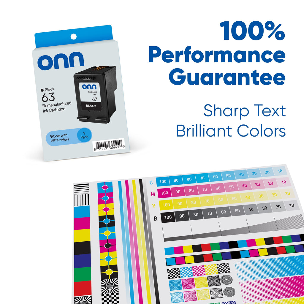 onn HP 63 Black Printer Ink Cartridge. (Remanufactured)