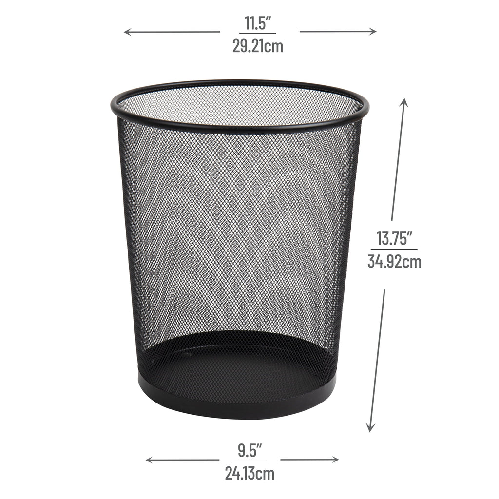 Mind Reader Mesh Trash Can. 4.4 gal (16.65L). Round Office Waste Basket. Metal. Black