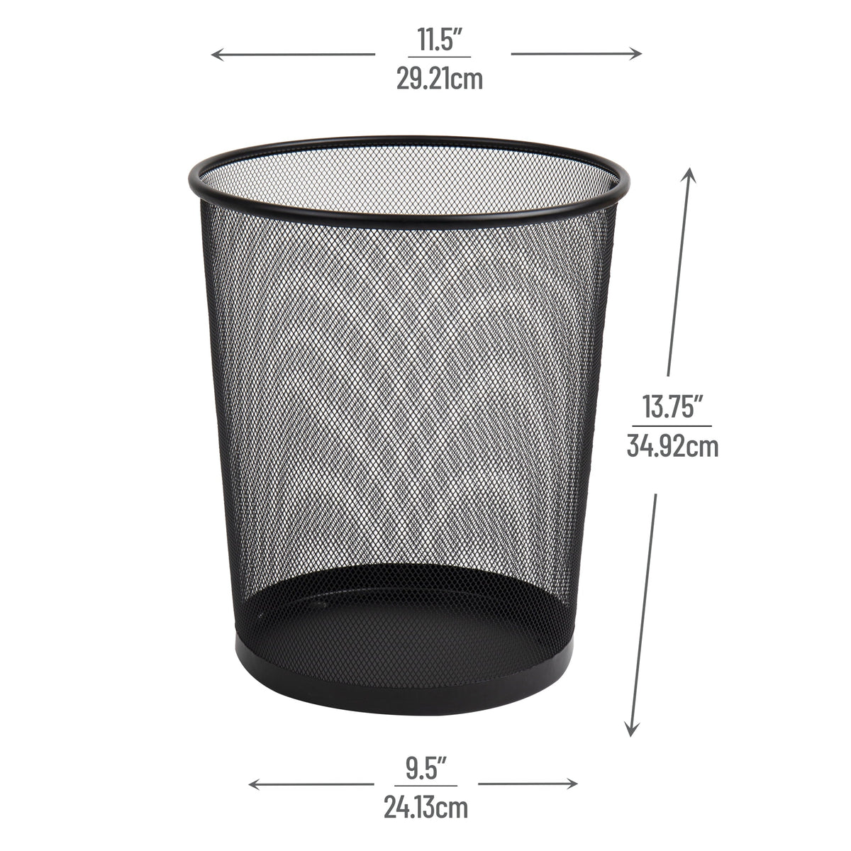 Mind Reader Mesh Trash Can. 4.4 gal (16.65L). Round Office Waste Basket. Metal. Black