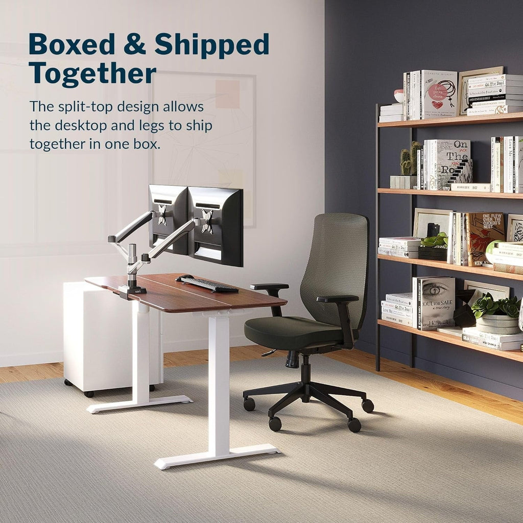 Vari Essential Electric Standing Desk Ergonomic Sit-to-Stand Home & Office Computer Desk. 48 x 24 Hazel Wood