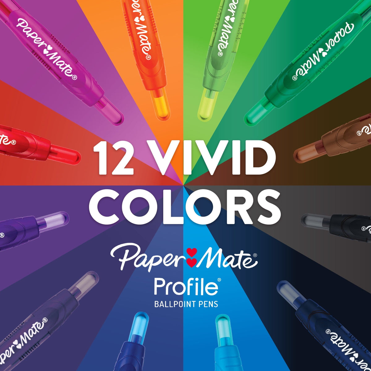Paper Mate Profile Retractable Ballpoint Pens. 1.4 mm Bold Point. Black. 8 Count
