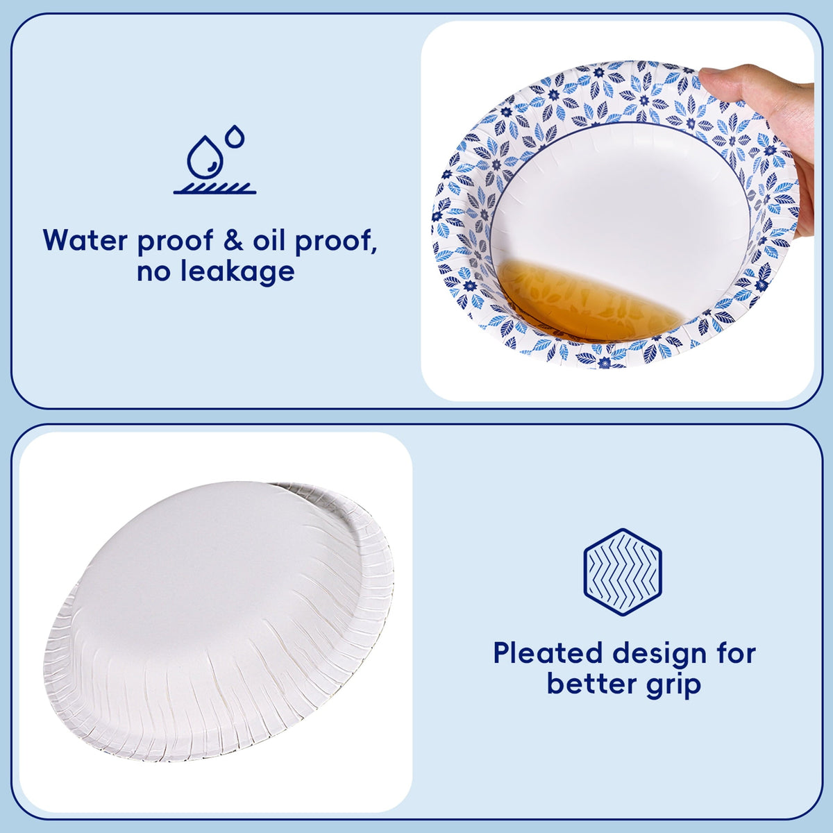 JOLLY CHEF Disposable Paper Bowls. Strong. Soak-Proof. Microwave Safe. 20 oz. Patterned. 150 Count