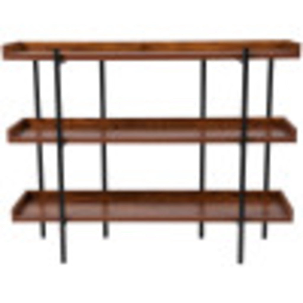 Flash Furniture Mayfair 35H Open-Style 3-Shelf Display Unit Bookcase. Rustic Wood Grain Finish