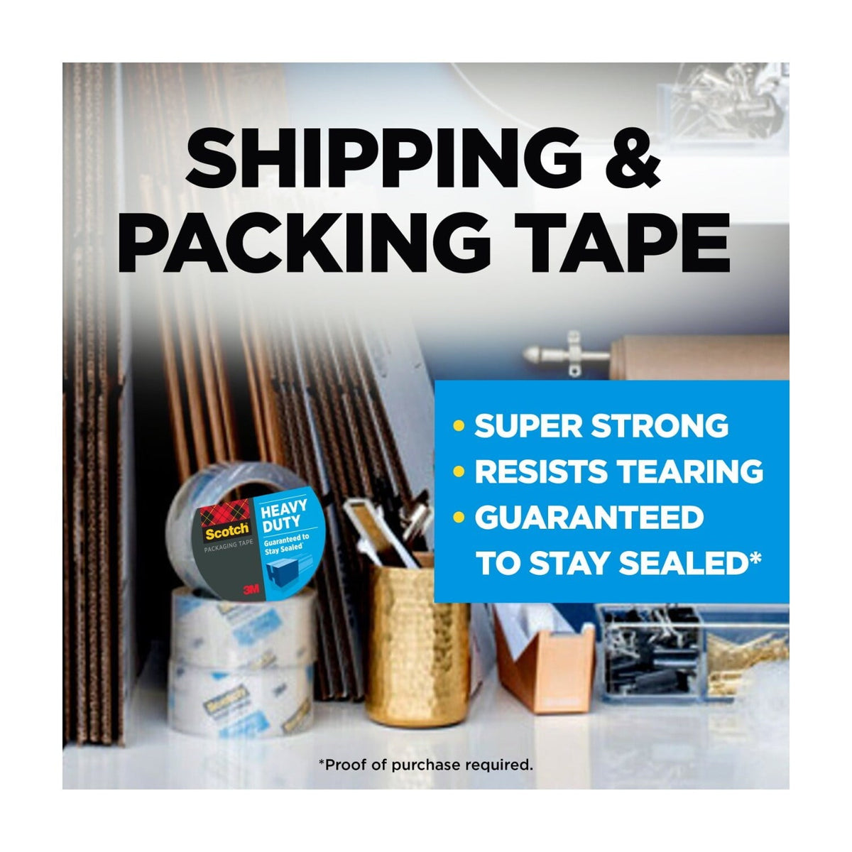 Scotch Heavy Duty Shipping Packaging Tape. 1.88 in x 54.6 yd. 6 Rolls