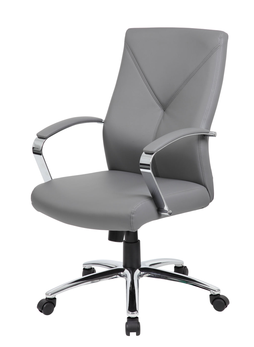 Boss Office Products LeatherPlus Home Office Adjustable Executive Chair with Casters. Grey