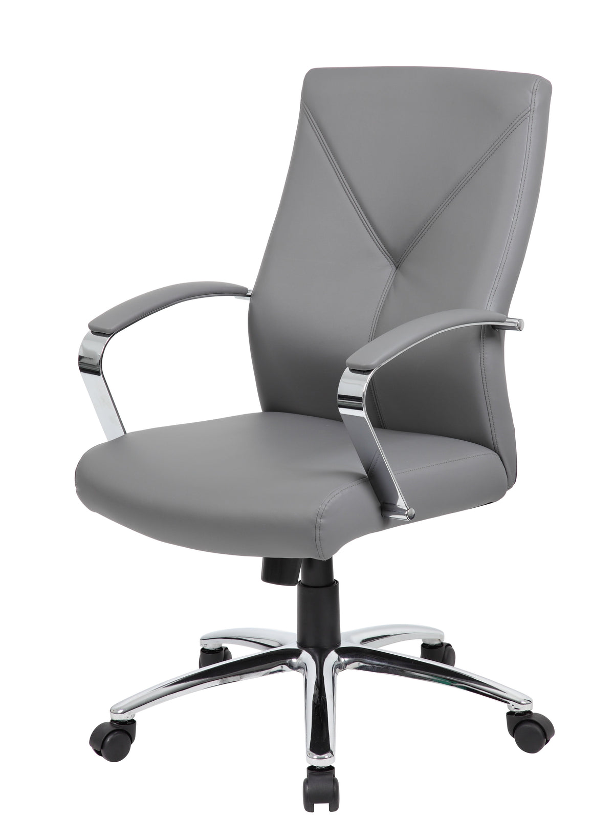 Boss Office Products LeatherPlus Home Office Adjustable Executive Chair with Casters. Grey