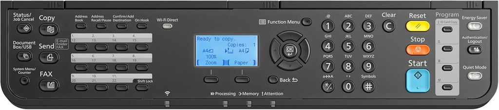 Kyocera ECOSYS MA3500wfx A4 Monochrome B/W Laser Multi-Function Printer - 37 ppm. Copy. Print. Scan. Fax. Duplex. Network. WiFi. 1200 DPI. 1 GB Memory. 300 Sheets Capacity