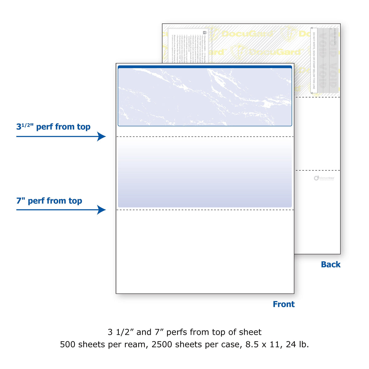 DocuGard Standard Marble Top Blue Security Checks. 8.5 x 11. 2500 Sheets (Carton 5x500)
