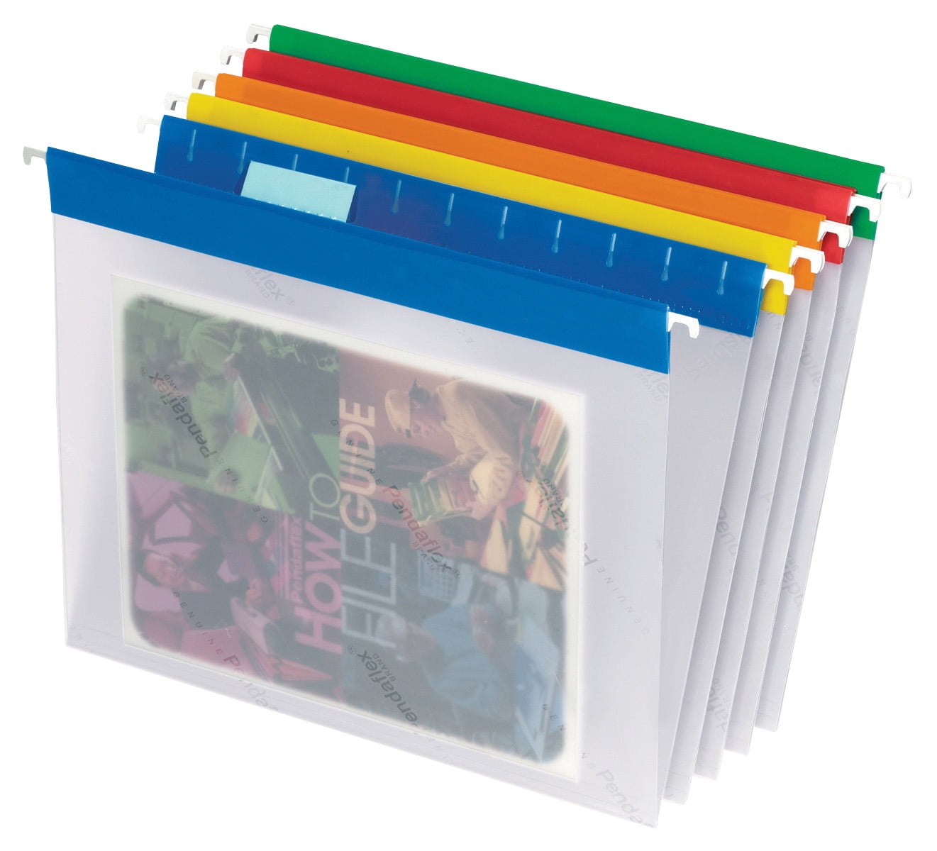 Hanging File Folders. Letter Size. Plastic with Adjustable 1/5-Cut Tabs. Assorted Colors