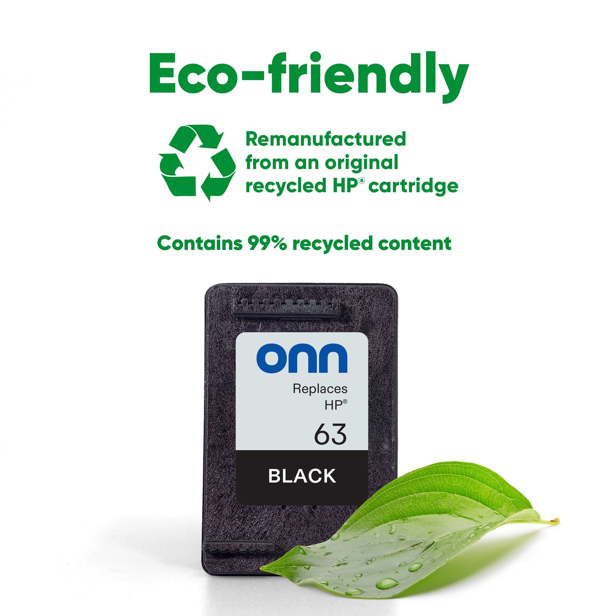 onn HP 63 Black Printer Ink Cartridge. (Remanufactured)