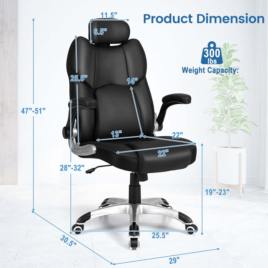 Costway Desk Chairs Executive Collection Adult Leathaire Relaxation and Comfort Desk Chair Type Items Included Black Set of 1
