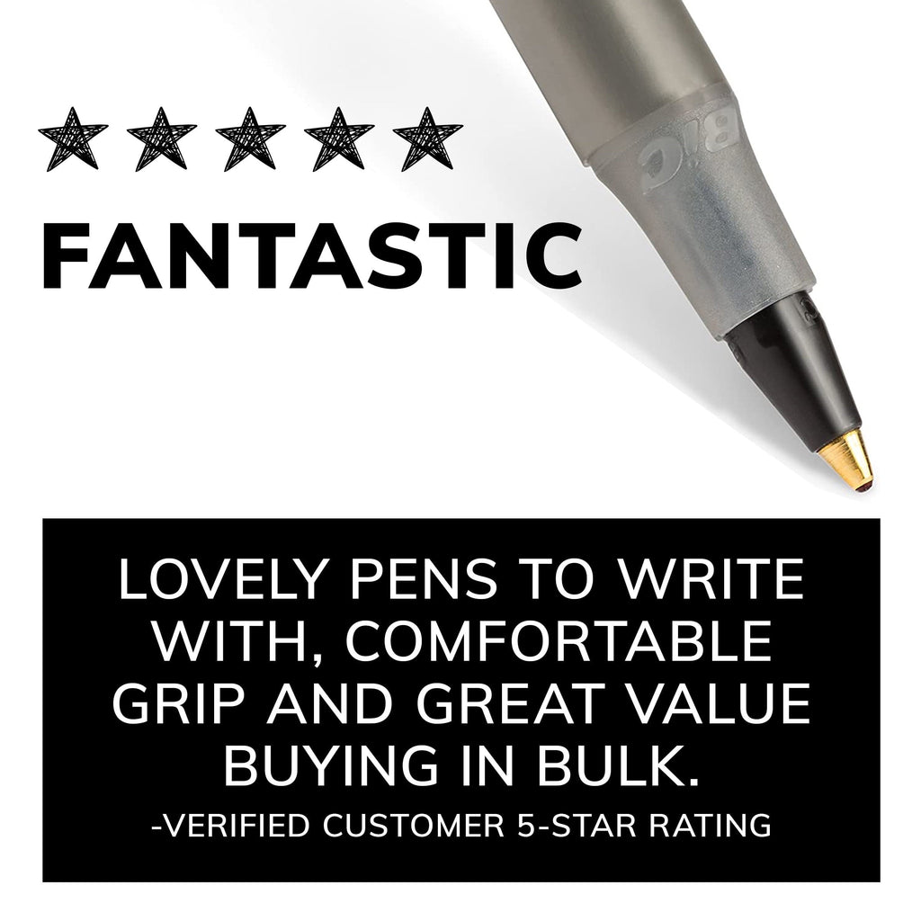 BIC Round Stic Xtra Life Ballpoint Pen. Medium Point. 1.0 mm. Black Ink. 144 Count