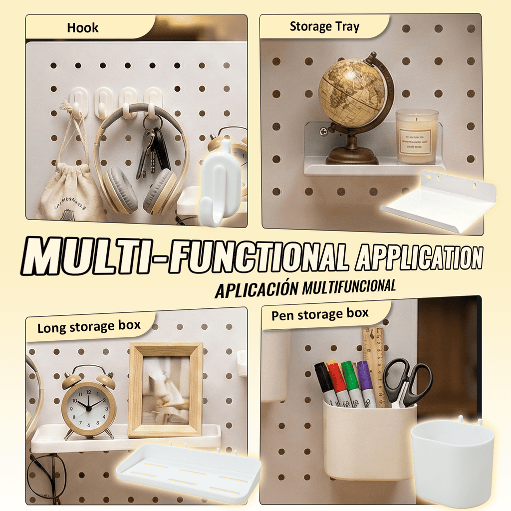 SEKAM Desk Pegboard Organizer Kit. 31.5. Clamp-On No-Drill Panel with Hooks. Shelves & Cups. White