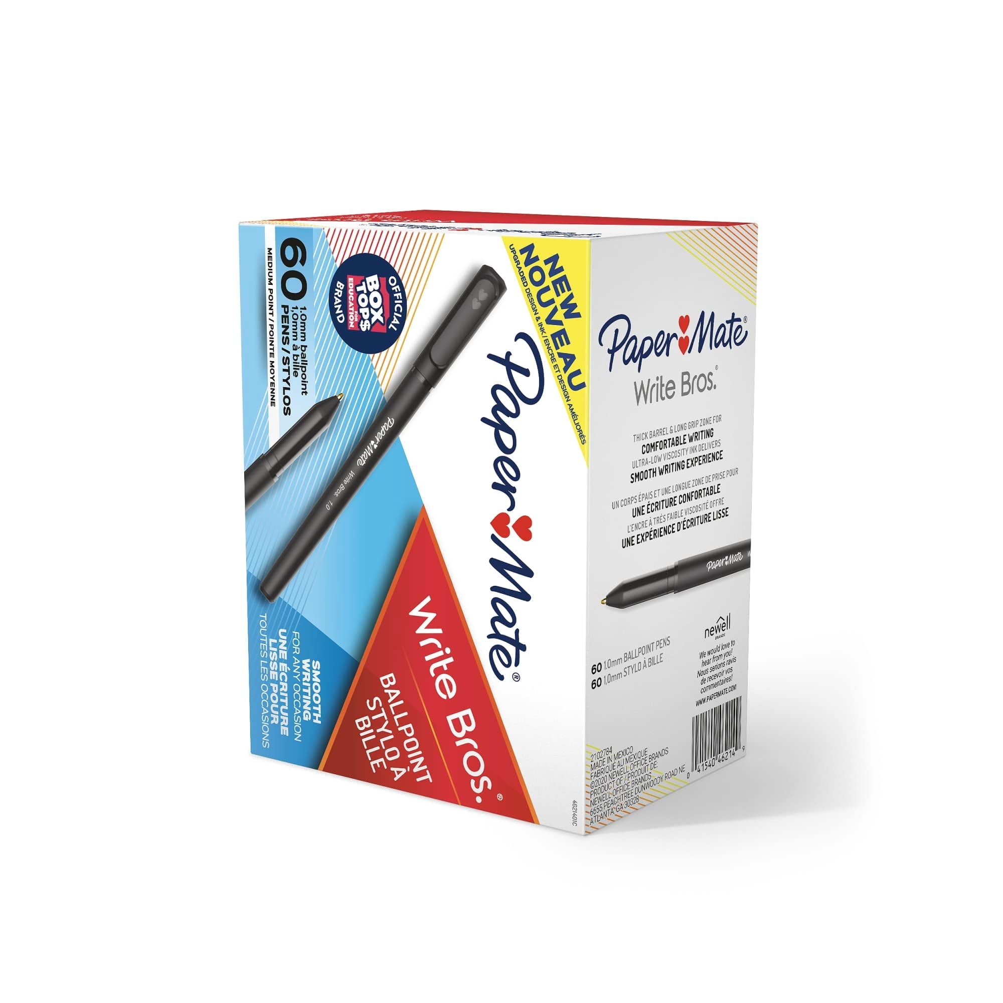 Paper Mate Ballpoint Pens Write Bros. Black Ink Pens Medium Point (1.0mm) 60 Count